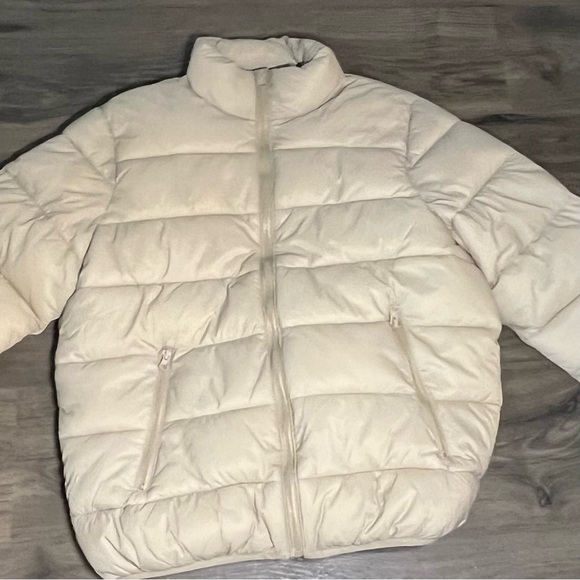 Forever 21 Men's Taupe Nylon Puffer Bomber Jacket Size Large - Picture 1 of 8